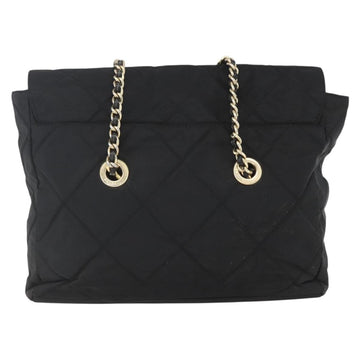 PRADA Quilted Chain Tote Bag Nylon Black Gold Auth bs31575 - 0
