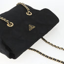 PRADA Quilted Chain Tote Bag Nylon Black Gold Auth bs31575-6