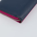 FENDI Zip Around Long Wallet Leather Pink Navy Auth bs31576-16