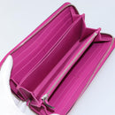 FENDI Zip Around Long Wallet Leather Pink Navy Auth bs31576-8