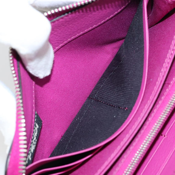 FENDI Zip Around Long Wallet Leather Pink Navy Auth bs31576