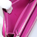 FENDI Zip Around Long Wallet Leather Pink Navy Auth bs31576-22