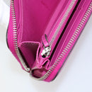 FENDI Zip Around Long Wallet Leather Pink Navy Auth bs31576-23