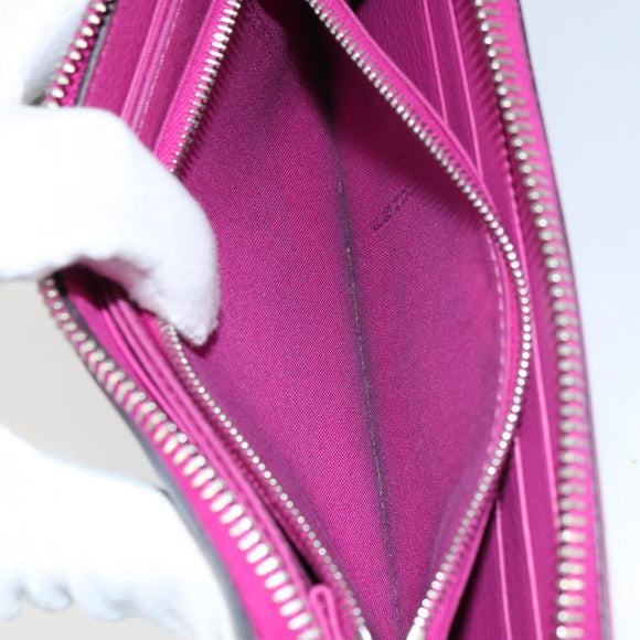 FENDI Zip Around Long Wallet Leather Pink Navy Auth bs31576