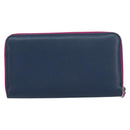 FENDI Zip Around Long Wallet Leather Pink Navy Auth bs31576-2