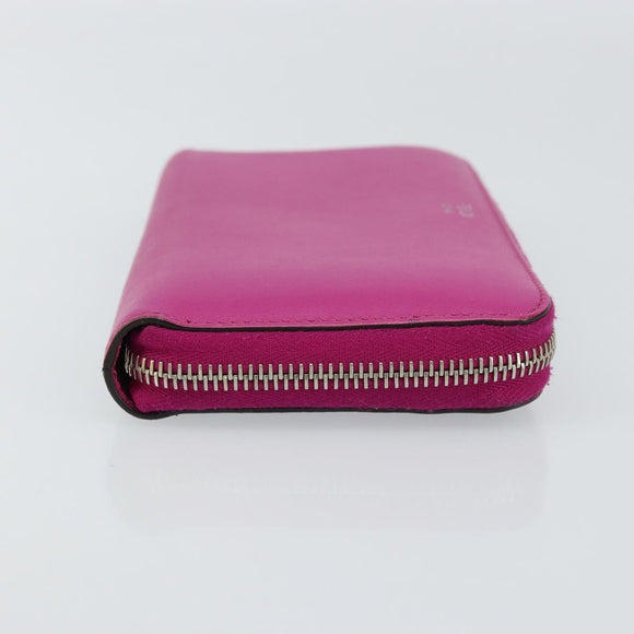 FENDI Zip Around Long Wallet Leather Pink Navy Auth bs31576