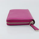 FENDI Zip Around Long Wallet Leather Pink Navy Auth bs31576-4