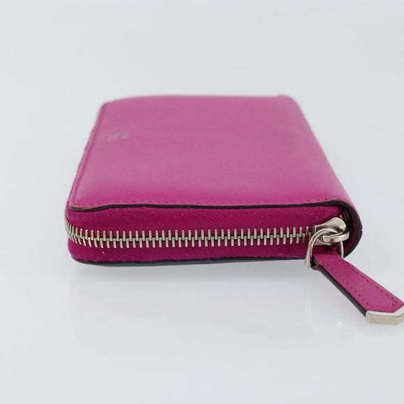 FENDI Zip Around Long Wallet Leather Pink Navy Auth bs31576