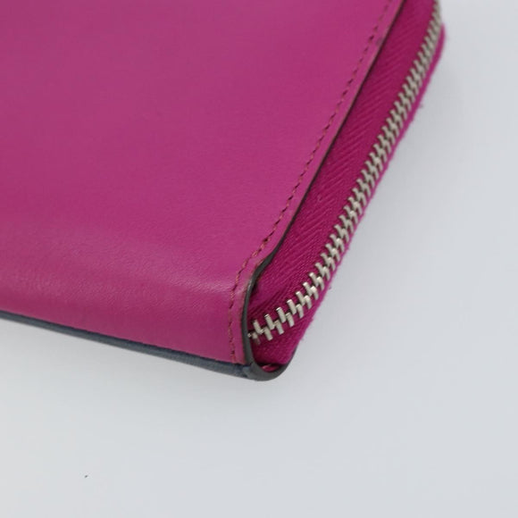 FENDI Zip Around Long Wallet Leather Pink Navy Auth bs31576