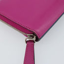 FENDI Zip Around Long Wallet Leather Pink Navy Auth bs31576-14