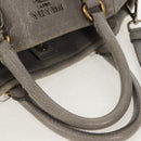 PRADA Tote Bag Leather 2way Gray Silver Auth bs31577-14