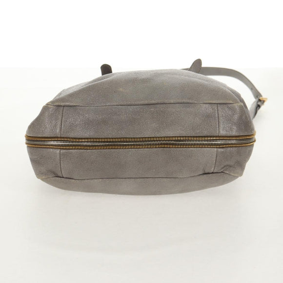 PRADA Tote Bag Leather 2way Gray Silver Auth bs31577