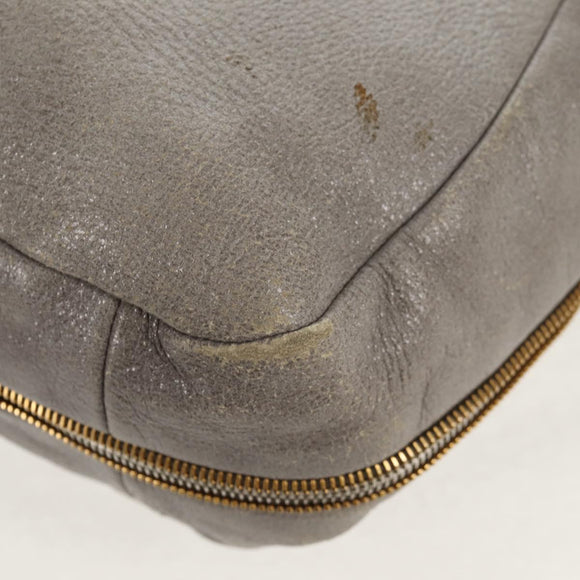 PRADA Tote Bag Leather 2way Gray Silver Auth bs31577