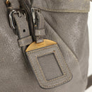 PRADA Tote Bag Leather 2way Gray Silver Auth bs31577-22