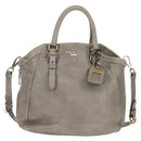 PRADA Tote Bag Leather 2way Gray Silver Auth bs31577-13