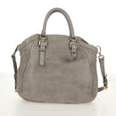 PRADA Tote Bag Leather 2way Gray Silver Auth bs31577-2