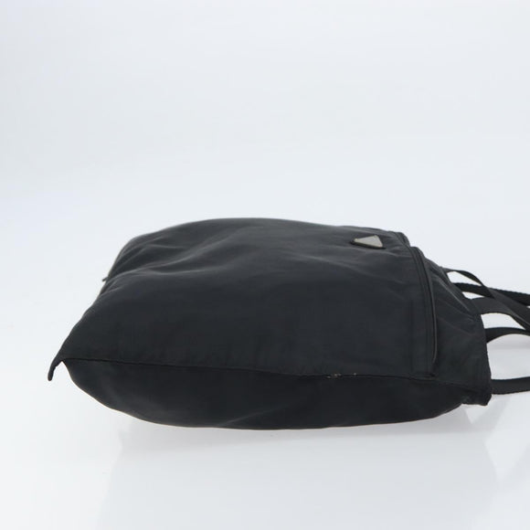 PRADA Tote Bag Nylon Black Silver Auth bs31578