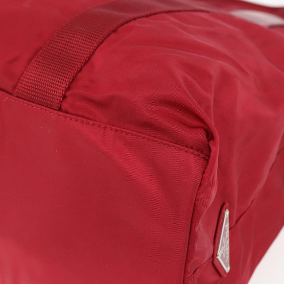 PRADA Tote Bag Nylon Red Silver Auth bs31579