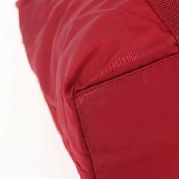 PRADA Tote Bag Nylon Red Silver Auth bs31579