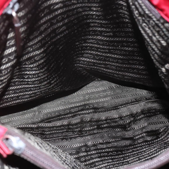 PRADA Tote Bag Nylon Red Silver Auth bs31579
