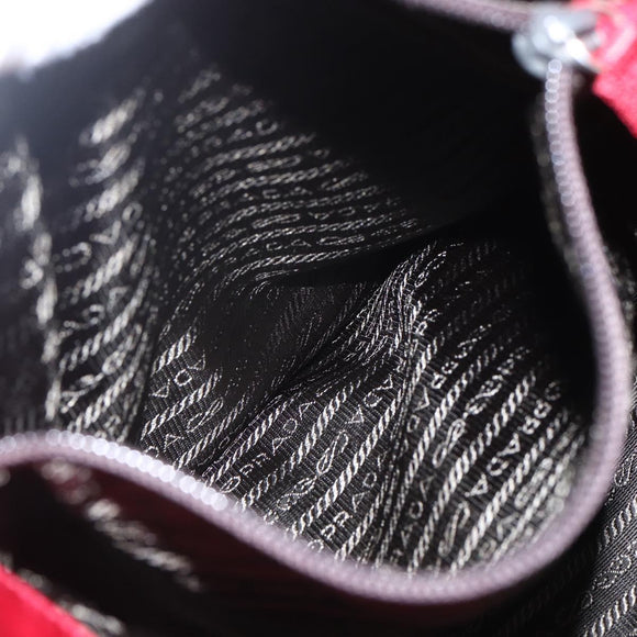 PRADA Tote Bag Nylon Red Silver Auth bs31579