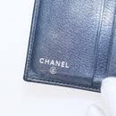 CHANEL Camelia Wallet Leather Navy Silver CC Auth bs31580-9