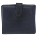 CHANEL Camelia Wallet Leather Navy Silver CC Auth bs31580-2