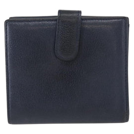 CHANEL Camelia Wallet Leather Navy Silver CC Auth bs31580 - 0