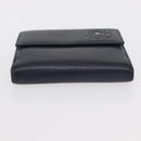 CHANEL Camelia Wallet Leather Navy Silver CC Auth bs31580-6