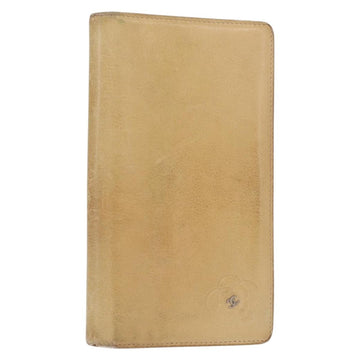 CHANEL Camelia Wallet Leather Beige CC Auth bs31581