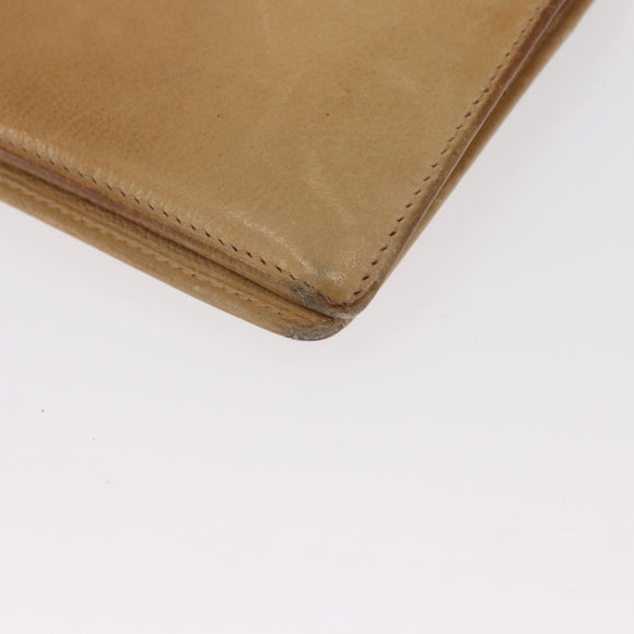 CHANEL Camelia Wallet Leather Beige CC Auth bs31581