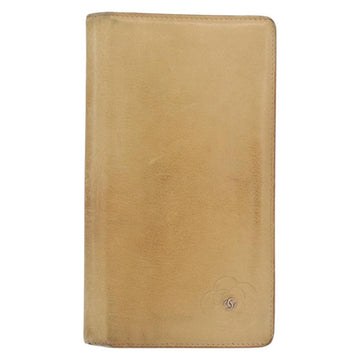 CHANEL Camelia Wallet Leather Beige CC Auth bs31581 - 0