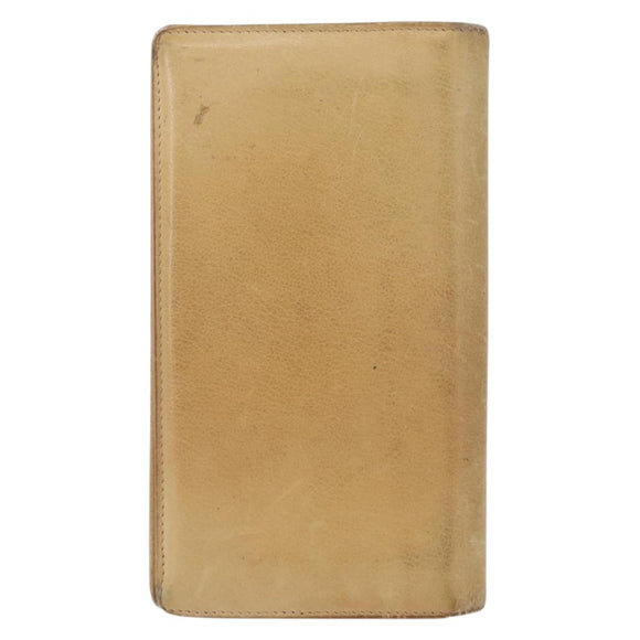 CHANEL Camelia Wallet Leather Beige CC Auth bs31581