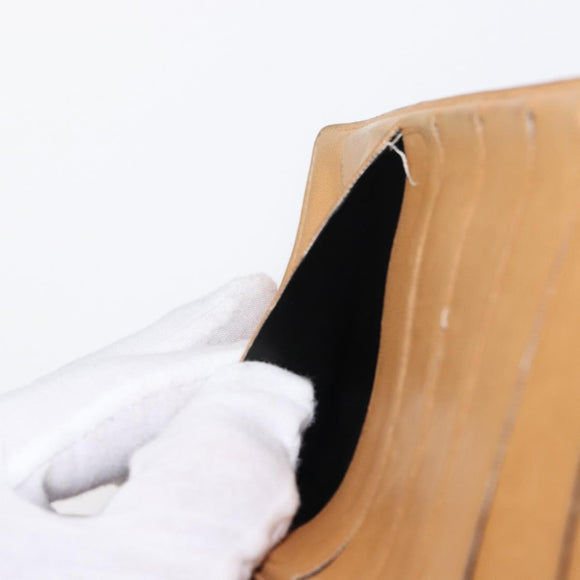 CHANEL COCO Mark Long Wallet Caviar Skin Beige Gold CC Auth bs31582