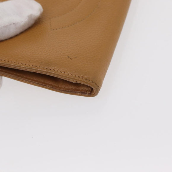 CHANEL COCO Mark Long Wallet Caviar Skin Beige Gold CC Auth bs31582