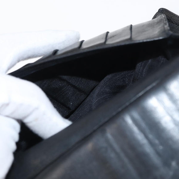 CHANEL Long Wallet Caviar Skin Black Gold CC Auth bs31583