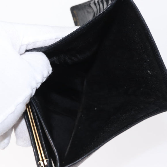 CHANEL Long Wallet Caviar Skin Black Gold CC Auth bs31583