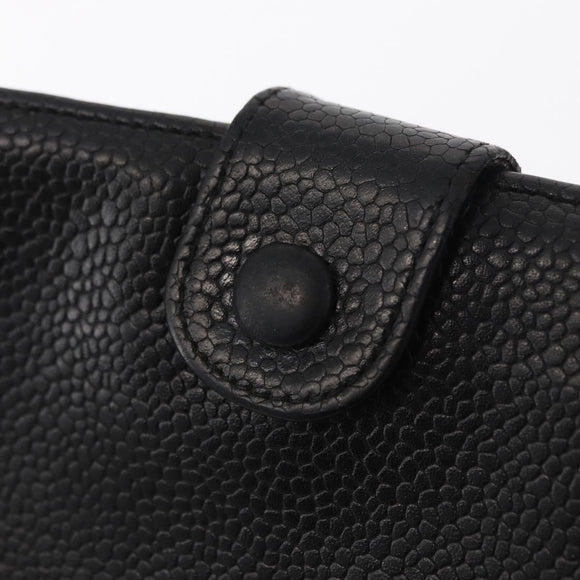 CHANEL COCO Lange Geldbörse Kaviarleder Schwarz Gold CC Auth bs31584