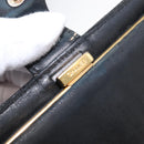 CHANEL COCO Mark Long Wallet Caviar Skin Black Gold CC Auth bs31584-18