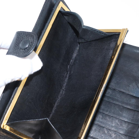 CHANEL COCO Lange Geldbörse Kaviarleder Schwarz Gold CC Auth bs31584