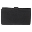 CHANEL COCO Mark Long Wallet Caviar Skin Black Gold CC Auth bs31584-2