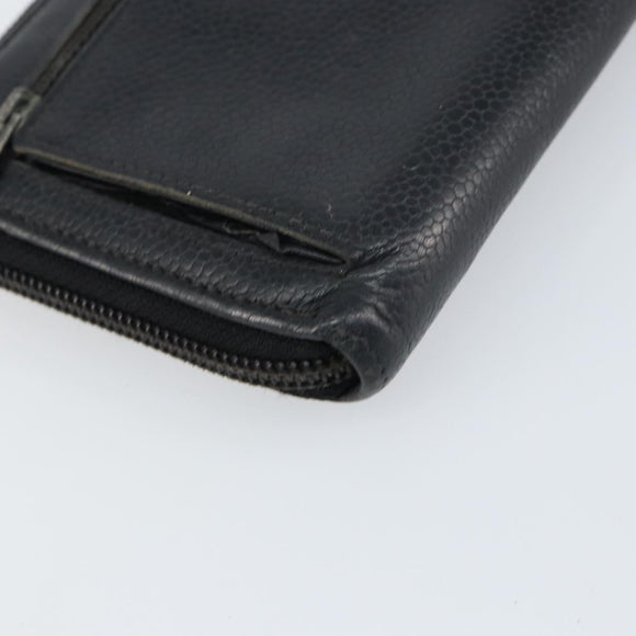 CHANEL Zip Around Long Wallet Caviar Skin Black Gold CC Auth bs31585