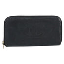 CHANEL Zip Around Long Wallet Caviar Skin Black Gold CC Auth bs31585-13