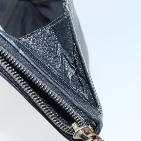 CHANEL Zip Around Long Wallet Caviar Skin Black Gold CC Auth bs31585