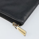 CHANEL Zip Around Long Wallet Caviar Skin Black Gold CC Auth bs31585-15