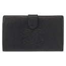 CHANEL COCO Mark Long Wallet Caviar Skin Black Gold CC Auth bs31586-13