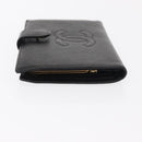 CHANEL COCO Mark Long Wallet Caviar Skin Black Gold CC Auth bs31586-4
