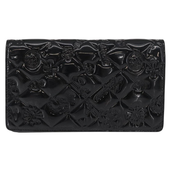CHANEL No.5 Long Wallet Patent leather Black CC Auth bs31588