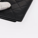 CHANEL Cambon Line Wallet Lamb Skin Black Silver CC Auth bs31589-15