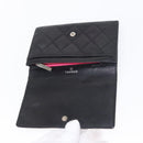CHANEL Cambon Line Wallet Lamb Skin Black Silver CC Auth bs31589-9